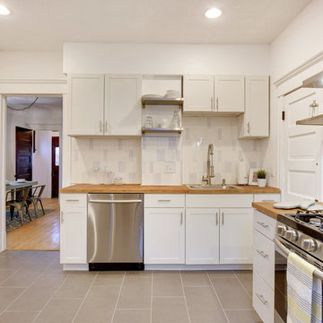 Modern White Subway Tile Kitchen