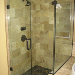 Framless Return Shower Doors with Knee Walls - Shower Doors