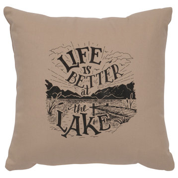 Image Pillow 16x16 Life is Better Cotton Alabaster