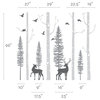 Birch Tree Wall Decal, Birds And Deer, Scheme B, 96" Tall Birch Trees