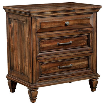 Coaster Avenue 3-Drawer Wood Nightstand in Weathered Burnished Brown