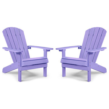 Adirondack Chairs, Set of 2, Plastic Weather Resistant, Outdoor Chairs, Purple