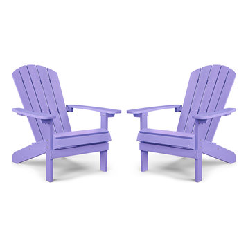 Adirondack Chairs, Set of 2, Plastic Weather Resistant, Outdoor Chairs, Purple
