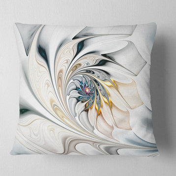White Stained Glass Floral Art Floral Throw Pillow, 18"x18"
