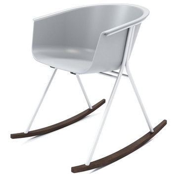 Olio Designs Tee Plastic Silver Frame Rocker in Cool Gray and Umber