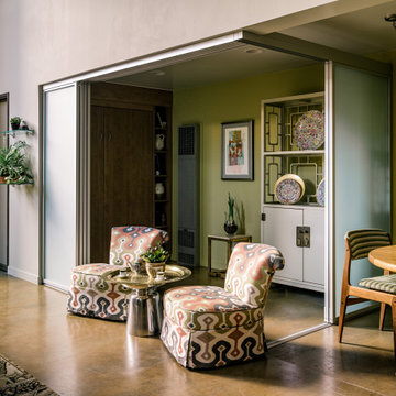 Midcentury Moroccan Loft Living and Dining Area | Kimball Starr Interior Design