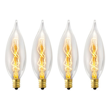 25W Vintage Edison CA10 Flame Tip Incandescent Filament Light Bulb (4-Pack)