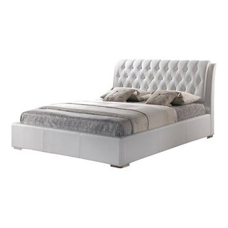 Bianca Full Platform Bed with Tufted Headboard in White