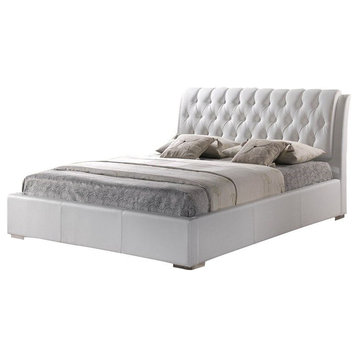 Bianca Full Platform Bed with Tufted Headboard in White
