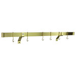 Enclume - Handcrafted 48" Rolled End Bar ONLY (Wall Brackets sold separately) - Handcrafted in the USA, this Enclume 48" Rolled End Bar is a classic design used by many culinary professionals. Each Rolled End Bar is forged using traditional French metal working techniques. Beautiful Brass finish. Used in professional kitchens including many restaurants due to it's versatility. This item is a Rolled End Bar ONLY. Wall Brackets and Pot Hooks in Images are SOLD SEPARATELY.  Hand forged rolled ends keep pot hooks from slipping off.