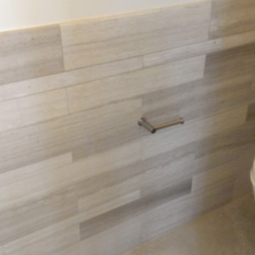 Powder Room - Multi-size 24" marble tile wainscot