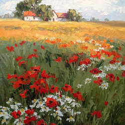 'Sk&aring;ne Flower Field' Original Oil Painting by Erin Dertner - Paintings