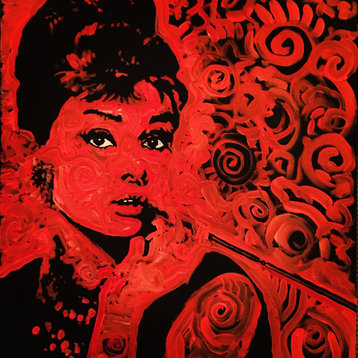 Audrey Hepburn Breakfast at Tiffany's Holly Golightly Red Pop Art Painting