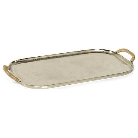 Halmstad Aluminum Tray with Rattan Wrapped Handles