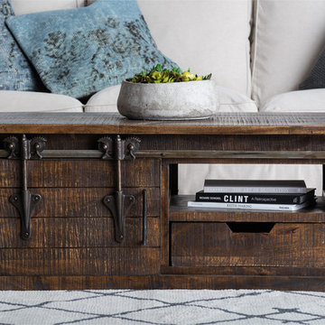 Wyatt Barn Door Coffee Table - Brown