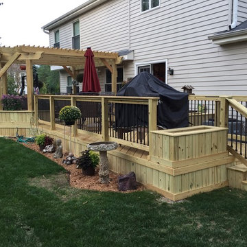 Wood Deck Design with Pergola in Libertyville, IL