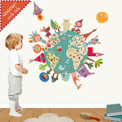 Vinilo infantil de tela La bola del mundo feliz - Kids Wall Decor