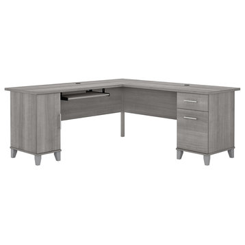 Somerset 72W L Shaped Desk with Storage, Platinum Gray