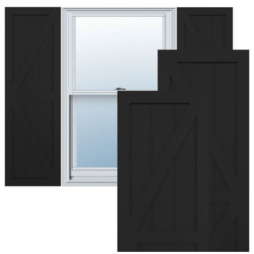 18"W True Fit PVC Two Equal Panel Farmhouse With Z-Bar, Black, 25"H