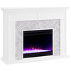 Fireplace Mantel with Smart Firebox - White Finish with White, Gray Marble