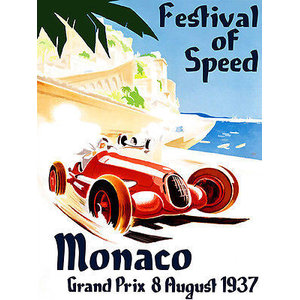 Monaco 1966 vintage auto race travel promo poster repro 16x24 