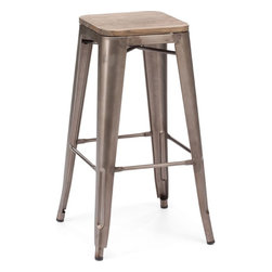 Zuo Era Marius Bar Chair Rustic Wood - Dining Chairs