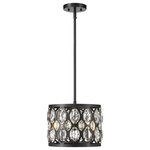 Z-Lite - Dealey Three Light Chandelier, Matte Black - From the Dealey collection comes this elegant and sophisticated three-light chandelier. This chandelier features a matte black steel shade with a striking ellipse punched pattern set with glimmering clear crystal pendants that add a touch of tradition and glamour. Hang this chandelier above a table in a contemporary dining room or in an entryway foyer for a dramatic look.