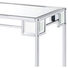 Mirror Top Metal Console Table With Wooden Open Bottom Shelf, Silver