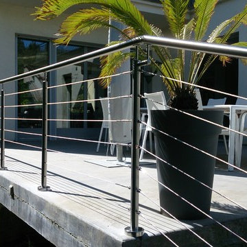 Garde-corps pour terrasse en béton ciré