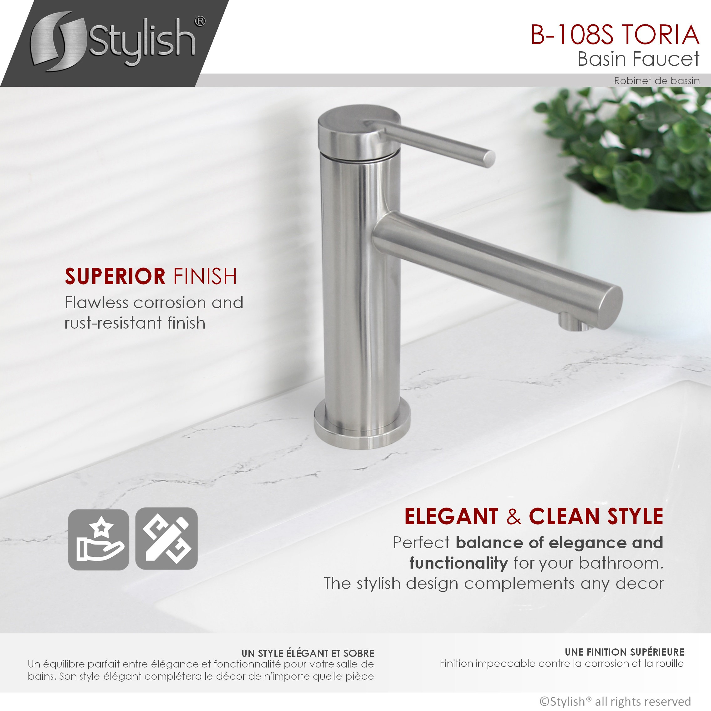 STYLISH Single Handle Modern Bathroom Faucet Basin Sink Faucet