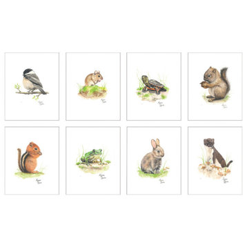 "Woodland Tinies" Set of Eight Paper Prints Unframed, 8x10