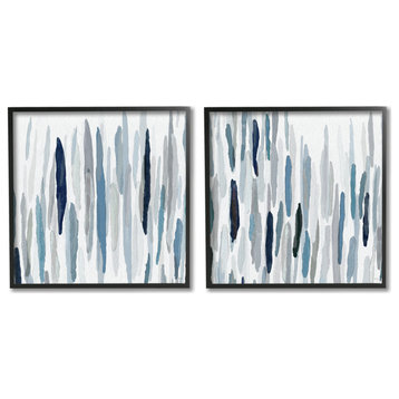 Abstract Brushed Rainfall Contemporary Modern Painting , 2pc, each 12 x 12