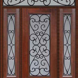 Prehung Sidelights-Transom Door 80 Fiberglass Palermo Full Lite - Front Doors