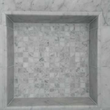 Master Bathroom - 6" x 18" Carrera Marble Showers / Vanity Walls