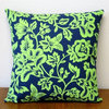 18" Indoor/Outdoor Flower Show Royal/Lime Polyester Throw Pillows, Set Of 2, Pil