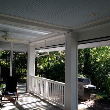Retarctable screens on a porch