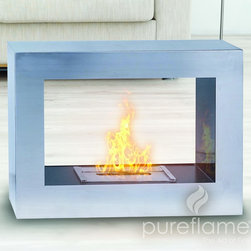Pure Flame Silver Window Flame Fireplace - Indoor Fireplaces