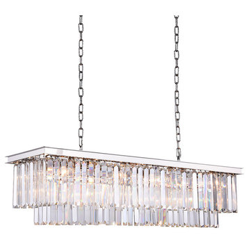 Fringe 12-Light Chandelier, Polished Nickel, Clear, Without LED Bulbs