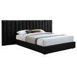 Meridian Furniture - Pablo Velvet Upholstered Bed, Black, King - Sleep like royalty in this Pablo king size velvet bed. This beautiful bed is destined to become the centerpiece of your bedroom sanctuary makeover with its elegantly eye-catching design and soft black velvet upholstery. The bed rests on sturdy metal feet with a gleaming chrome finish, helping to ensure its strength and resilience for long-term use. Pair it with other items in the Pablo collection for a cohesive and coordinated look.a