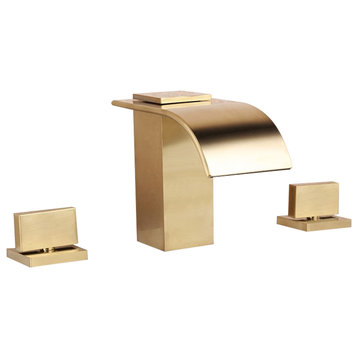 Milly Waterfall Double Handle Widespread Sink Faucet Solid Brass for Bathroom