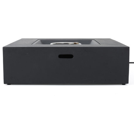 Hearth Outdoor 50,000 BTU Lightweight Concrete Square Fire Pit, No Tank Holder, Dark Gray