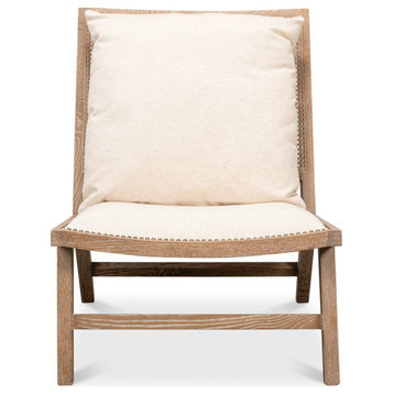 Mia Chair Cream Linen Exposed Wood Slipper Chair