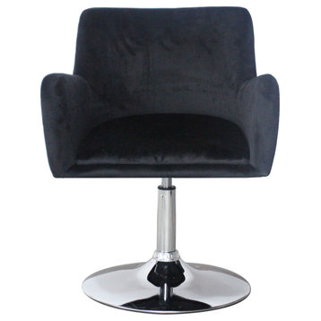 Fiona Side Pleated Vanity Chair, Black Velvet