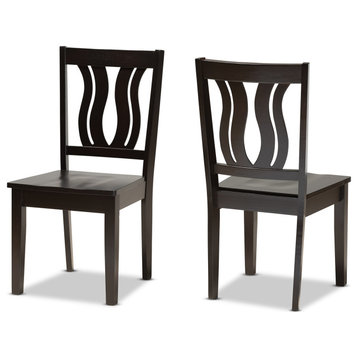 Fenton Modern Transitional Dark Brown Finished Wood 2-Piece Dining Chair Set