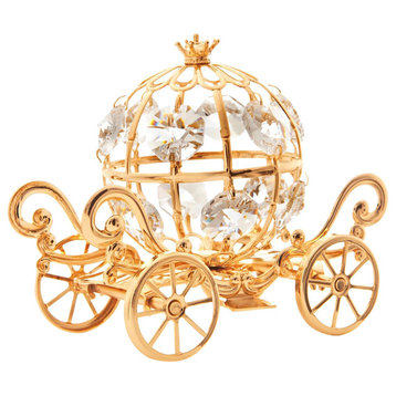 24K Gold Plated Crystal Studded Small Cinderella Pumpkin Coach Ornament