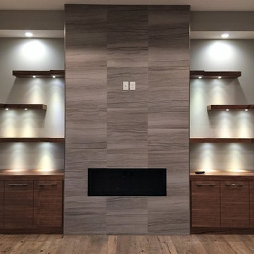 Floating Shelves with Lighting - Entertainment Space