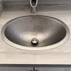 Oval Under Counter Hammered Copper Bathroom Sink, Nickel