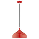 Livex Lighting - Livex Lighting 41172-72 Metal Shade - 11.75" One Light Mini Pendant - The modern, minimal look comes in a chic brushed aMetal Shade 11.75" O Shiny Red Shiny Red  *UL Approved: YES Energy Star Qualified: n/a ADA Certified: n/a  *Number of Lights: Lamp: 1-*Wattage:60w Medium Base bulb(s) *Bulb Included:No *Bulb Type:Medium Base *Finish Type:Shiny Red