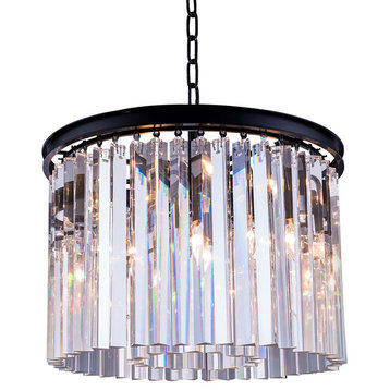 Crystal Prysm 6-Light Chandelier, Gray Iron, Clear, LED