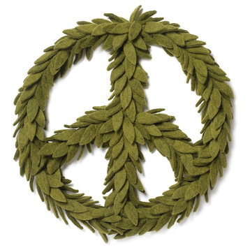 Peace Wreath in Chartreuse Hand Felted Wool